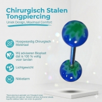 Groen Blauw acryl Tongpiercing -