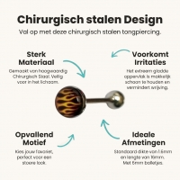 Stalen Vlammen Tongpiercing -