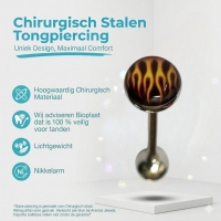 Stalen Vlammen Tongpiercing -