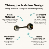 Stalen Tongpiercing Vredesteken -