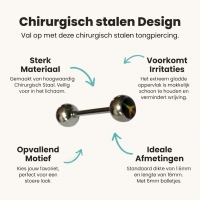 Stalen Tongpiercing Vredesteken -