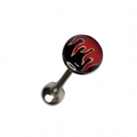 Zilverkleurige Tongpiercing met Vlammen Design -