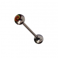 Kleurrijk Stalen Tongpiercing Swirl -