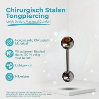 Kleurrijk Stalen Tongpiercing Swirl -