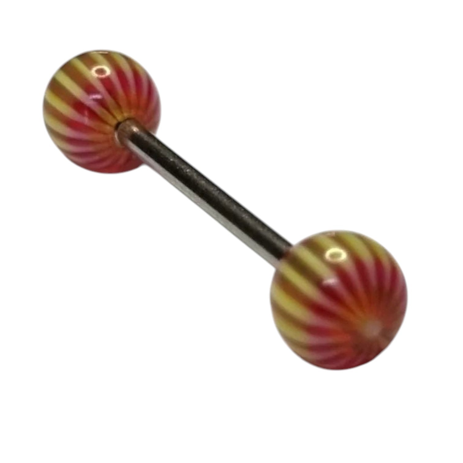 Geel-rode Streepjes Tongpiercing -