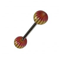 Geel-rode Streepjes Tongpiercing -