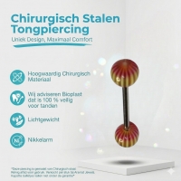 Geel-rode Streepjes Tongpiercing -