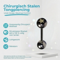 Zilverkleurige Ster Tongpiercing -