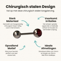 Stijlvolle Stalen Tongpiercing met Ruitjesdesign -