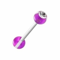 Stalen Tongpiercing met Kristal -paars -