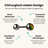 Regenboog Tongpiercing van Staal -