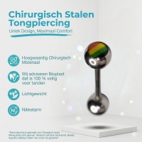 Regenboog Tongpiercing van Staal -