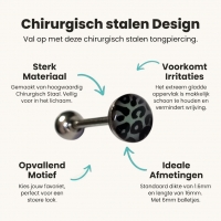 Zwarte Panter Stalen Tongpiercing -