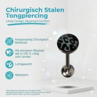 Zwarte Panter Stalen Tongpiercing -