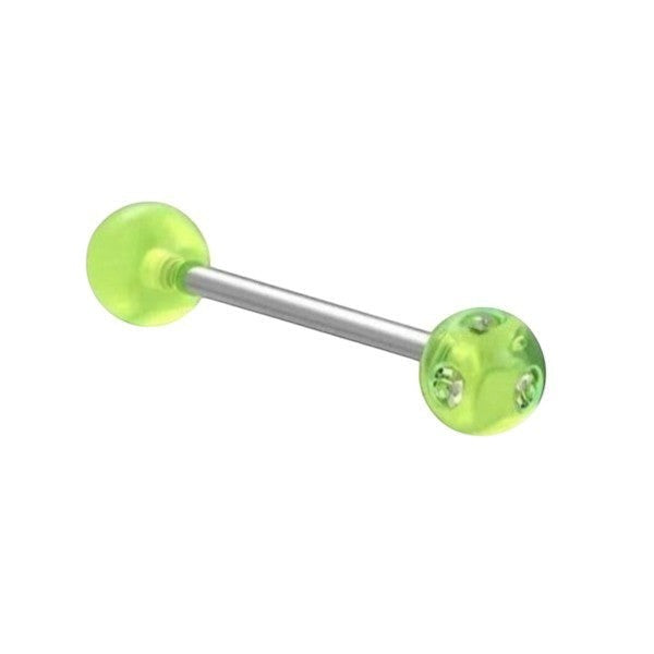 Gele Acryl Tongpiercing met Kristallen -