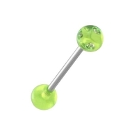 Gele Acryl Tongpiercing met Kristallen -
