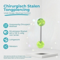 Gele Acryl Tongpiercing met Kristallen -
