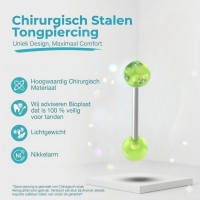 Gele Acryl Tongpiercing met Kristallen -
