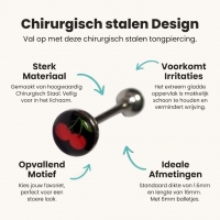 Stalen Kersen Logo Tongpiercing -