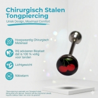 Stalen Kersen Logo Tongpiercing -