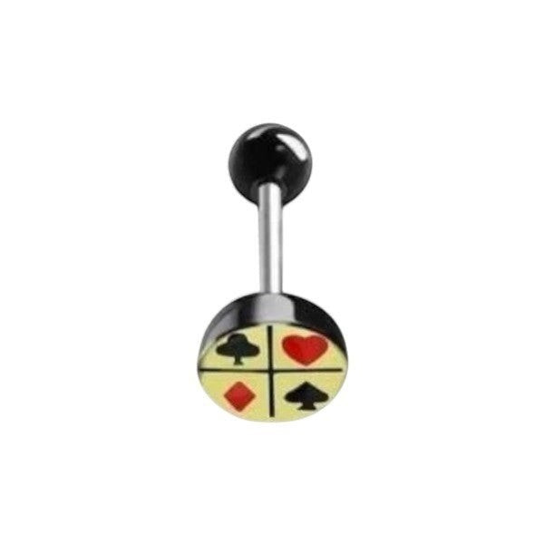 Stalen Tongpiercing met Kaartsymbool -
