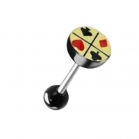 Stalen Tongpiercing met Kaartsymbool -