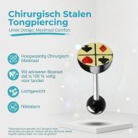 Stalen Tongpiercing met Kaartsymbool -