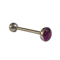 Paarse Glitter Tongpiercing met Staal -