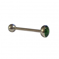 Groene Glitter Stalen Tongpiercing -