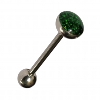 Groene Glitter Stalen Tongpiercing -