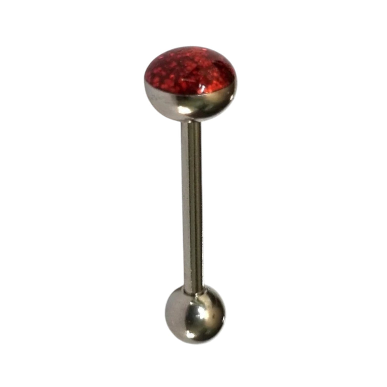 Rode Glitter Tongpiercing van Staal -