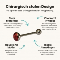 Rode Glitter Tongpiercing van Staal -