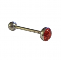 Rode Glitter Tongpiercing van Staal -