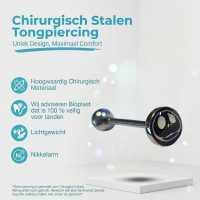 Grappige Smiley Stalen Tongpiercing - 7/5 Mm -