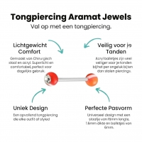 Gestreept Oranje Acryl Tongpiercing met Kristal -