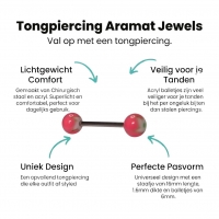 Bloemrijke Stalen Tongpiercing in Roze -