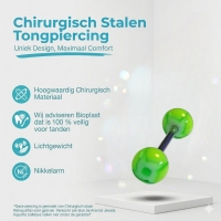 Stalen Tongpiercing Bloem Geel Groen -