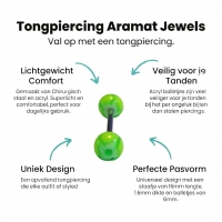 Stalen Tongpiercing Bloem Geel Groen -