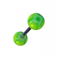 Stalen Tongpiercing Bloem Geel Groen -