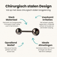 Stalen Logo Tongpiercing Dobbelsteen -