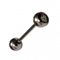Stalen Logo Tongpiercing Dobbelsteen -
