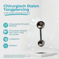 Stalen Logo Tongpiercing Dobbelsteen -