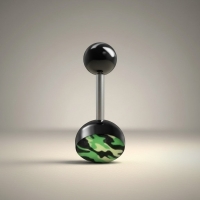 Stalen tongpiercing camouflage kleuren - Groen-Geel -