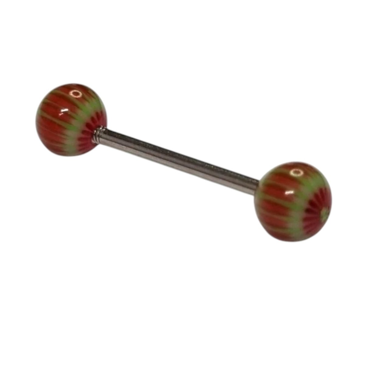 Streepjes Rood Groen Tongpiercing -