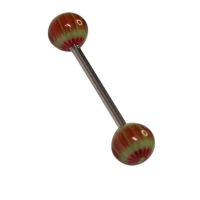 Streepjes Rood Groen Tongpiercing -