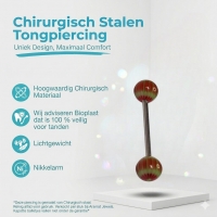 Streepjes Rood Groen Tongpiercing -