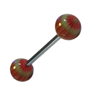 Streepjes Rood Groen Tongpiercing -