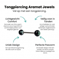 Bloem Tongpiercing staal- Zwart -
