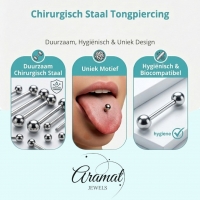 Bloem Tongpiercing staal- Zwart -