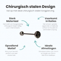 Zilveren Stalen Tongpiercing met Anker Design -